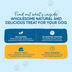 123 Treats long-lasting pork chews: supports extended play and chewing time.