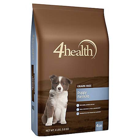 4health Puppy Grain Free Dry Dog Food bag highlights grain-free formula for healthy digestion.