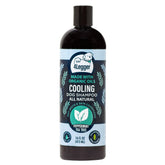 4Legger Organic Dog Shampoo bottle pour showing cooling peppermint scent for irritated skin