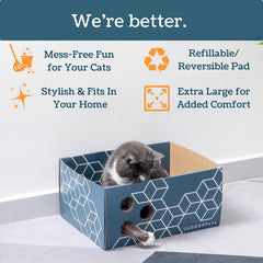 Refillable double-sided scratch pad promotes longer life.