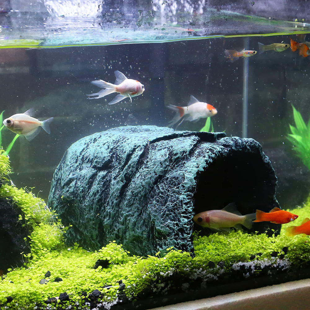 9.99WORLD MALL Hide Cave decor close-up shows natural resin texture for realistic hiding spots.