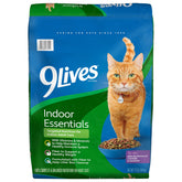 9Lives Indoor Essentials 12-lb bag with chicken and salmon for indoor cats.