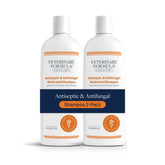 Veterinary Formula Clinical Care shampoo bottle for dogs and cats with soothing antiseptic power.