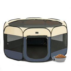 A 4 Pet dog playpen offers a secure, breathable space for small dogs.