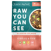 A Better Treat salmon dry dog food in a bowl showing a protein-rich meal for active dogs
