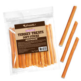 A Freschi srl Soft Turkey Dog Treats 6oz stick ready for training reward.