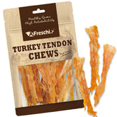 A Freschi srl turkey tendons for dogs pack shot showing resealable packaging for easy rewards