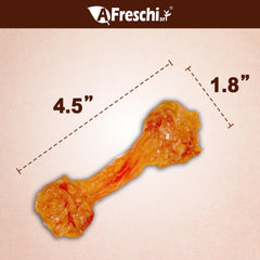 Close-up of A Freschi turkey tendon chew showing chewy texture and flavor.