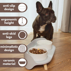 A4DOG elevated feeding station demonstrates spill-proof design for neat mealtimes
