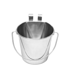 AASPIRE PETS 9 quart flat-sided bucket with dual hooks mounted on a kennel