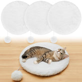Abbylike 3-pack round bed pad with faux rabbit fur for cozy multi-pet spaces.