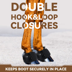 Abbylike bell boots with wrap-and-loop closure for quick adjustments.