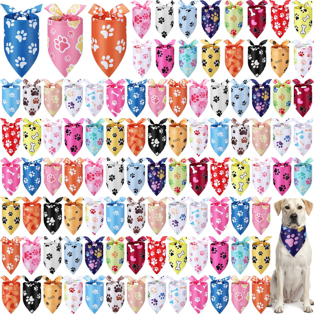 Abbylike dog bandanas with paw print pattern for stylish walks and photos.