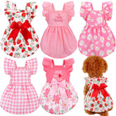 Abbylike dog dress with a daisy pattern for sunny park looks.