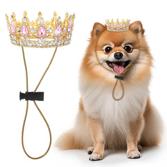 Abbylike pet rhinestone king crown pink on dog for stylish party photos