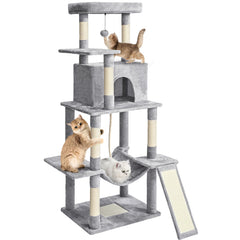 ABCPET cat tree tower 63in with sisal scratching posts for durable play.