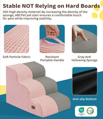 ABCPET pink dog stair stands 15.7 inches high for high beds.