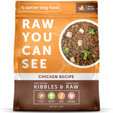 A Better Treat chicken dry dog food bag highlights high quality protein for active dogs
