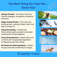 A Better Treat fish-first ingredient label, high quality protein