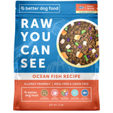 A Better Treat Ocean Blend dog food bag front displaying the product