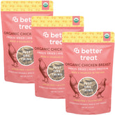 A Better Treat organic freeze dried chicken breast dog treat packaging highlighting single-ingredient, high-protein reward