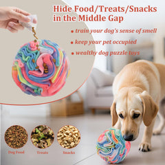 Ablechien snuffle ball made with soft polar fleece for gentle chewing.