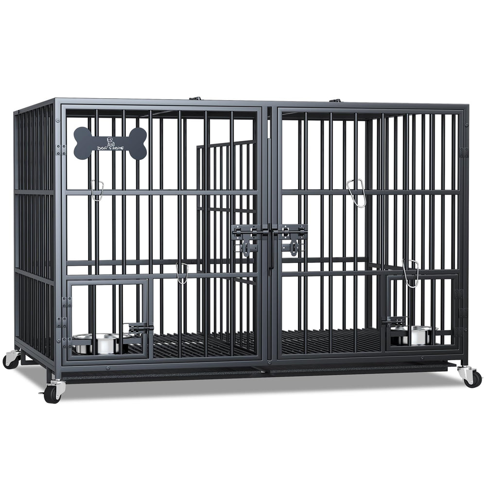 aboxoo XL dog crate outer view shows sturdy metal frame and rust-resistant finish