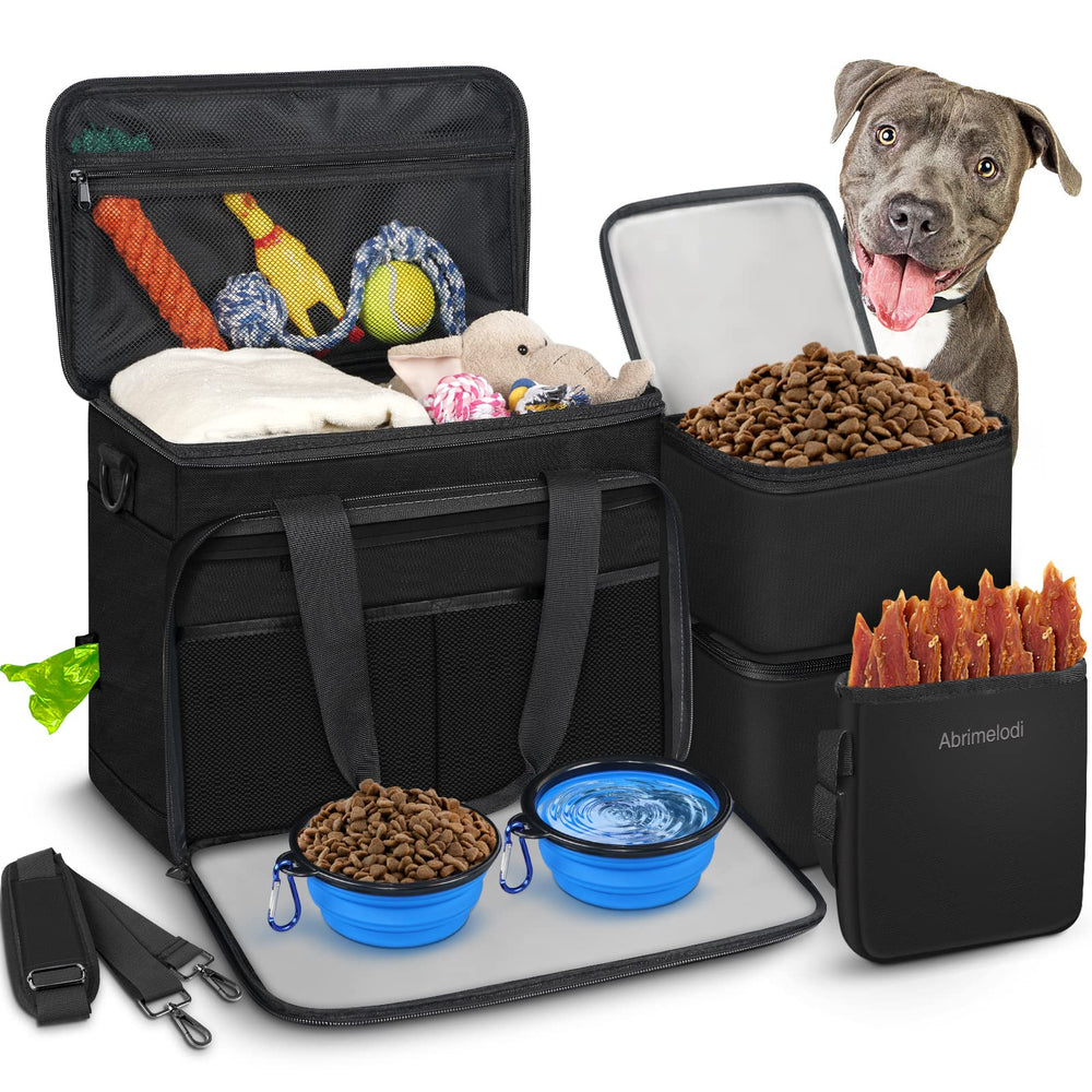 Abrimelodi dog travel bag with large food containers keeps meals fresh on trips.
