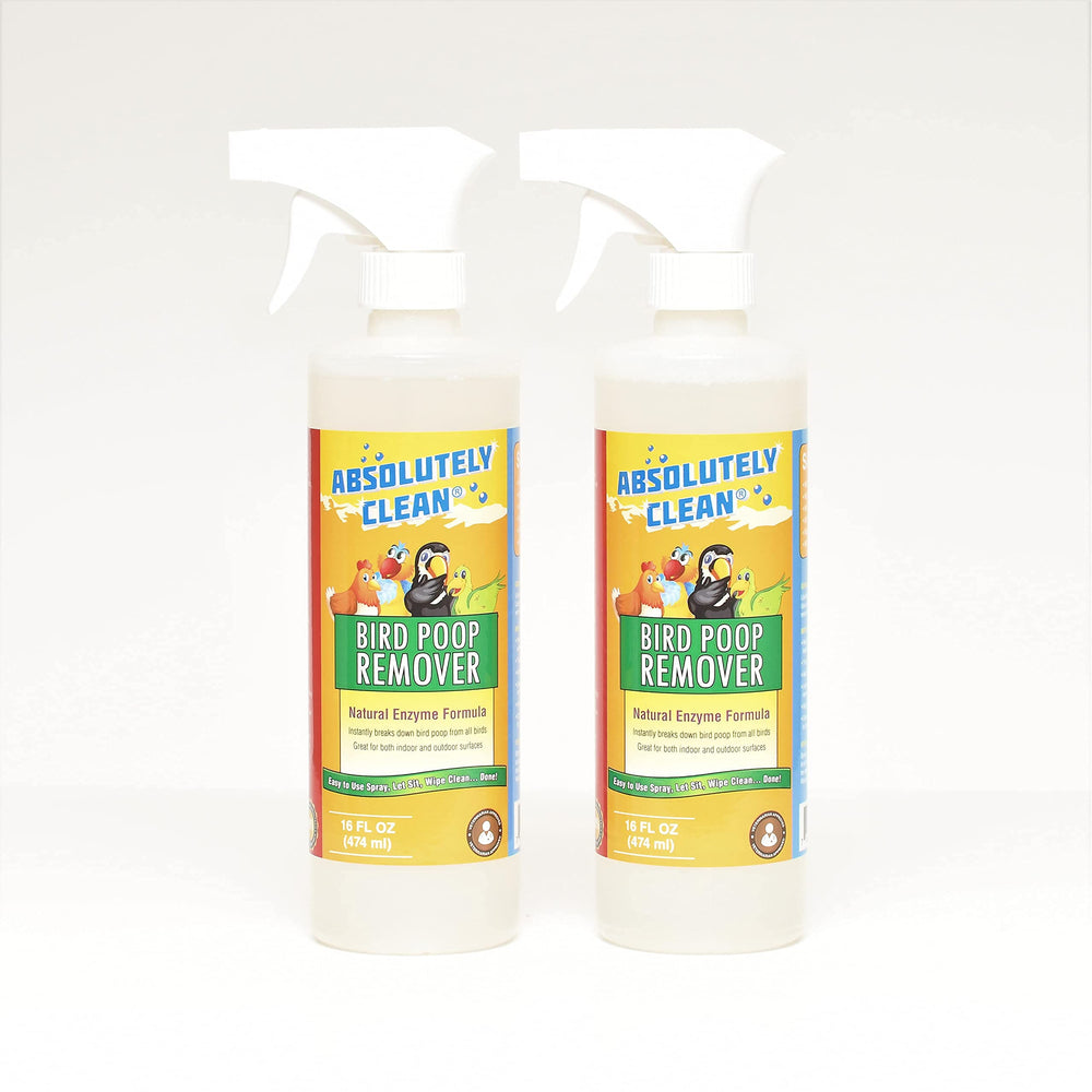 Absolutely Clean Bird Poop Remover spray bottle cleans fast, with no harsh residues.