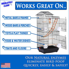 Absolutely Clean Bird Cage Cleaner fragrance-free bottle for safe pet cleaning