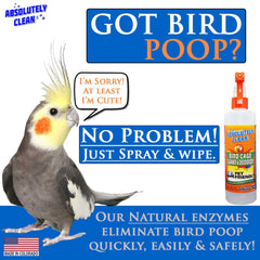 Absolutely Clean spray action demonstrates quick cage mess cleanup