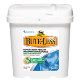 Absorbine Bute-Less pellets bottle closeup with natural ingredients for gentle support.