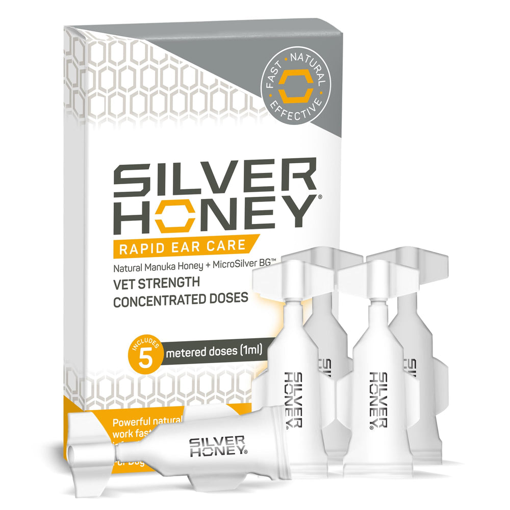 Absorbine Silver Honey ear care bottle close-up for dogs and cats