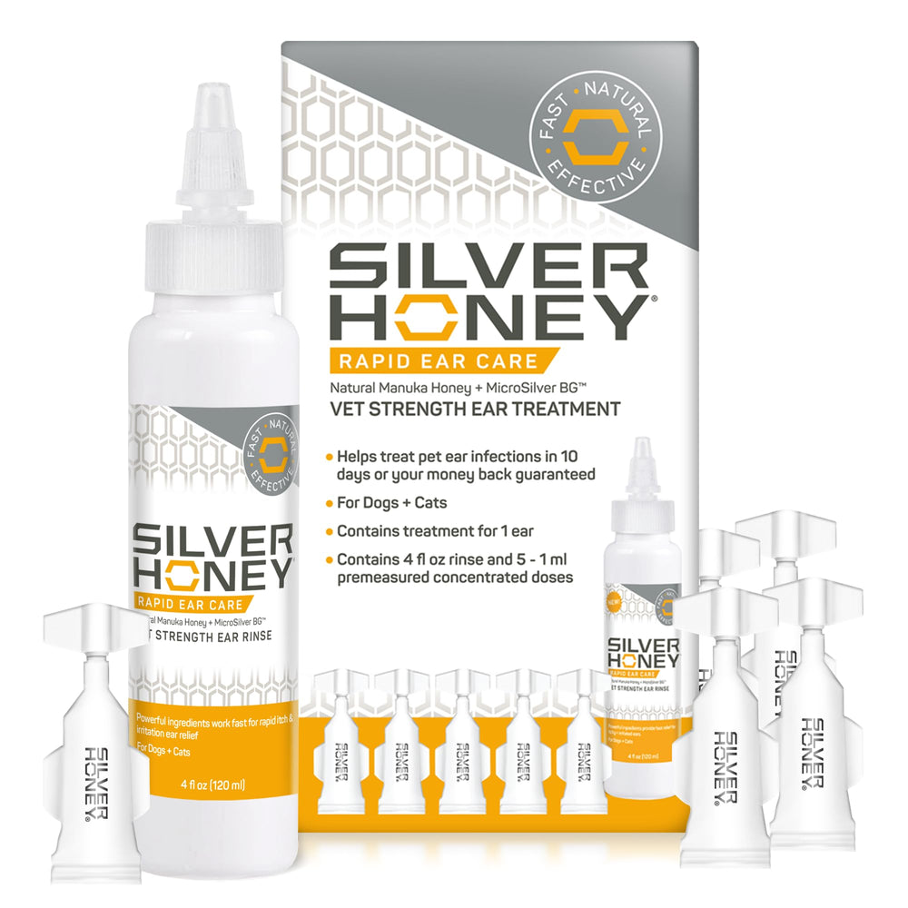 Absorbine Silver Honey ear cleaner bottle for at-home ear care and comfort.