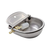 Abustle pig automatic water bowl front view in stainless steel for livestock hydration.