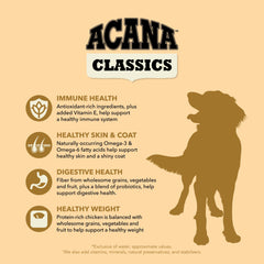 ACANA Classics serving bowl with kibble for healthy skin and coat support