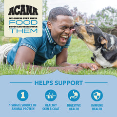 ACANA duck ingredient detail highlights a single protein source.