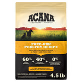 ACANA Free-Run Poultry Recipe bag front view showing grain-free, protein-rich formula