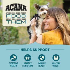 ACANA Freshwater Fish ingredients featuring trout, catfish, and drum.