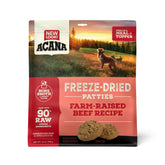 ACANA grain-free high-protein beef patties bag 14oz for meals.