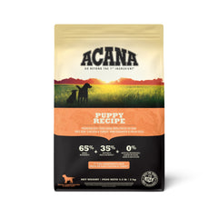 ACANA Grain Free Puppy Recipe bag shows premium ingredients in a convenient pouch