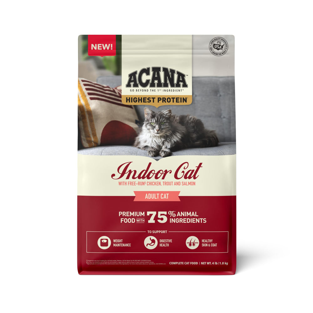 ACANA Highest Protein Indoor Cat Food 4lb bag β premium indoor nutrition.