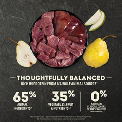 ACANA Singles Duck and Pear duck liver snippet highlighting protein quality
