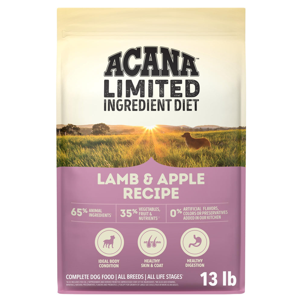 ACANA Singles Lamb & Apple 13 lb bag – grain-free nutrition for sensitive dogs.