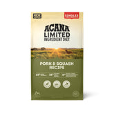 ACANA Singles Pork & Squash 22.5 lb bag; grain-free nutrition for dogs.