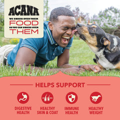 ACANA grain blend with oats, sorghum and millet promotes fiber-rich digestion.