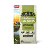 ACANA Wholesome Grains Large Breed bag 22.5 lb indicating protein-forward recipe