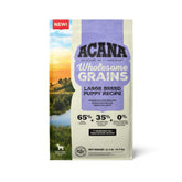 ACANA Wholesome Grains Large Breed Puppy bag front view promotes healthy growth.