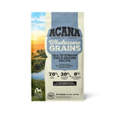 ACANA Wholesome Grains Sea to Stream bag front highlighting high-protein fish recipe for dogs.