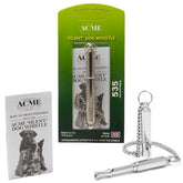 ACME 535 Silent Dog Whistle with brass body, ideal for precise recall signals.